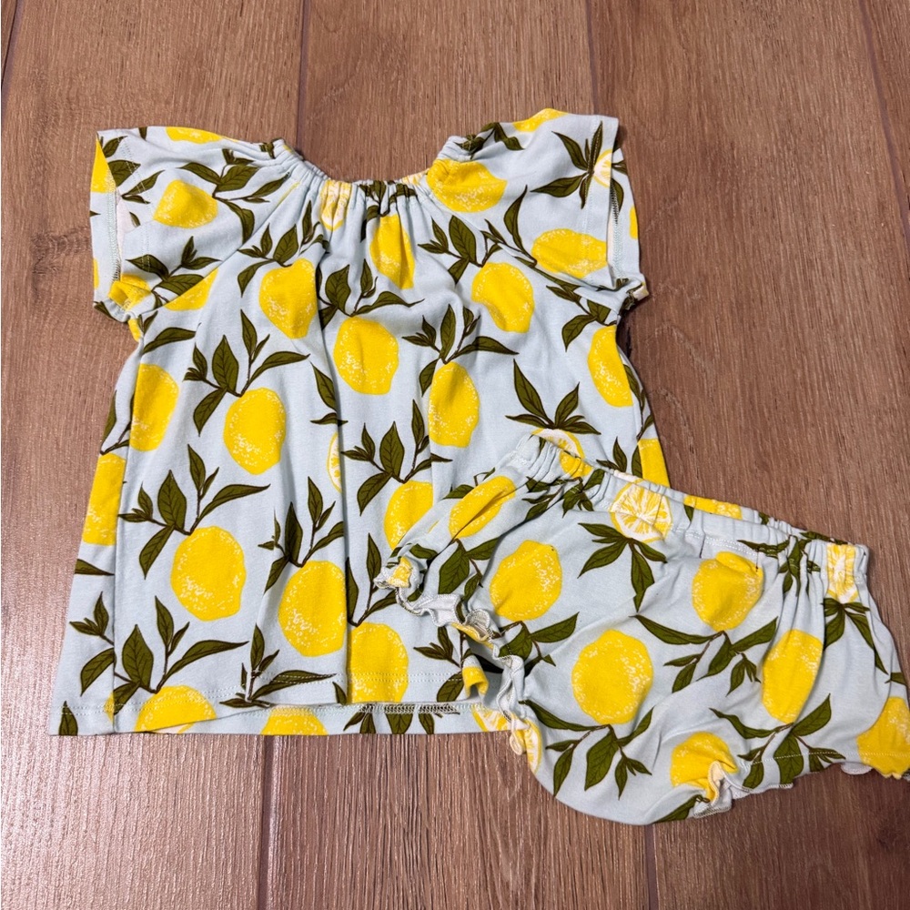 Milkbarn Lemon Print Baby Set - Yellow and Green